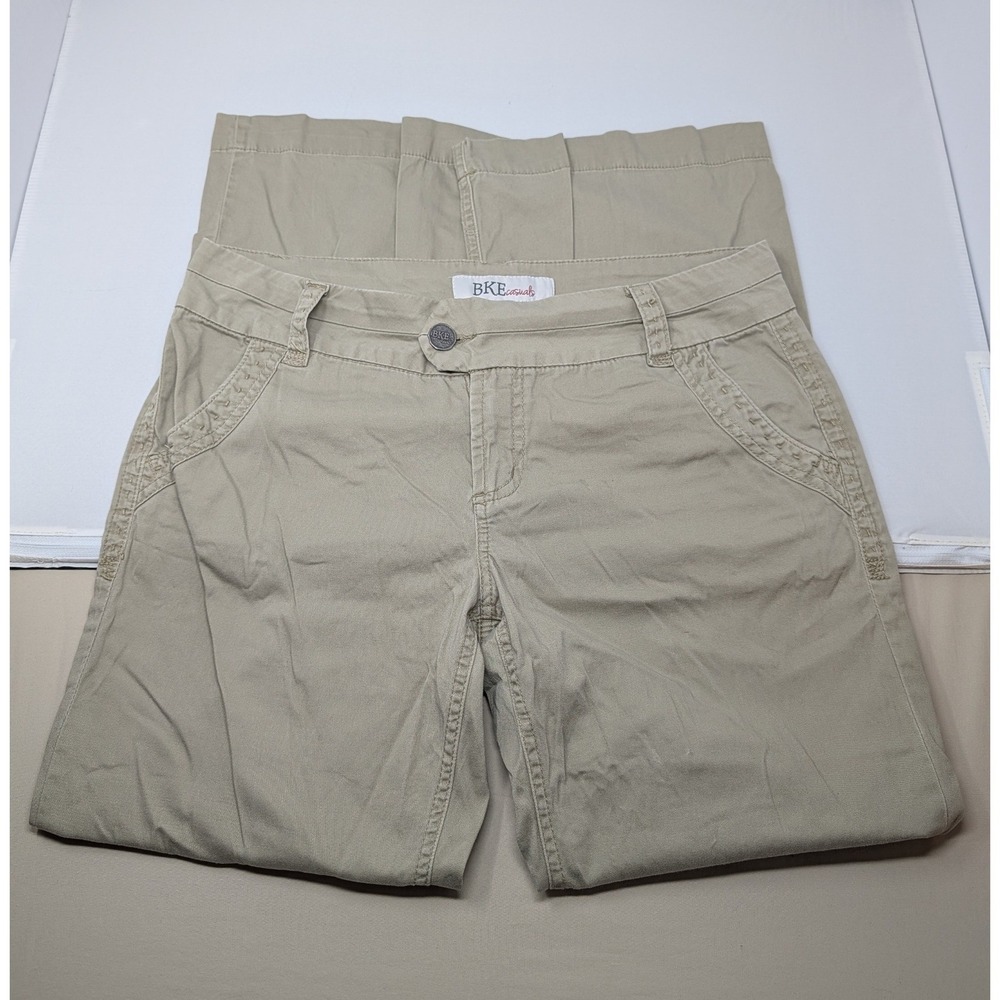 BKE Casuals Serena Khaki Pants Womens 31 Tan Straight Leg Cotton Blend 077370BKR - Picture 7 of 14